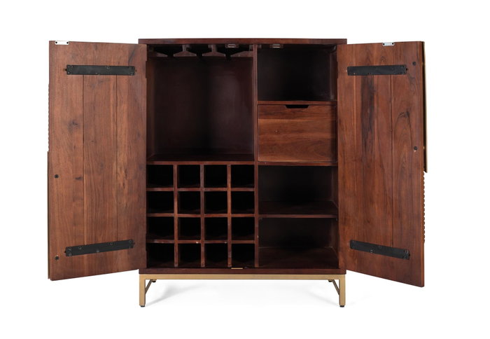 GINER Y COLOMER Mueble bar de madera de mango y metal color Cerezo
